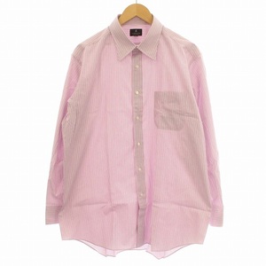ランバン LANVIN collection シャツ ストライプ ワイシャツ 長袖 44 L相当 白 ピンク紫 /☆G メンズ