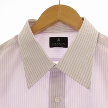 ランバン LANVIN collection シャツ ストライプ ワイシャツ 長袖 44 L相当 白 紫 パープル /☆G メンズ_画像4