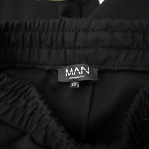 BOOHOO MAN ブーフーマン ロゴ刺繍 ドローコード ジップポケット コットン スウェットパンツ XS BLACK ブラック メンズ_画像3