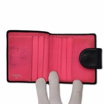 シャネル CHANEL カンボン ライン ココマーク 2つ折り財布 ブラック/ピンク_画像3