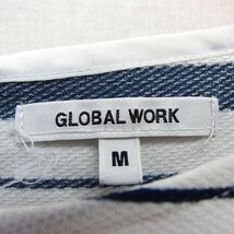 グローバルワーク GLOBAL WORK カットソー Tシャツ ボーダー 柄 五分袖 丸首 M ホワイト 白 /HT25 レディース_画像3