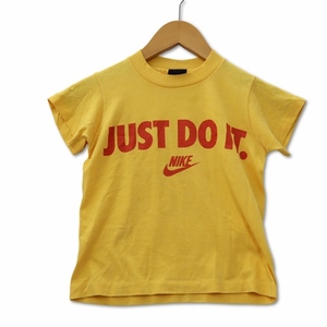  Nike NIKE 90s vintage темно-синий бирка Boys вырез лодочкой короткий рукав JUST DO IT. хлопок cut and sewn футболка S желтый 