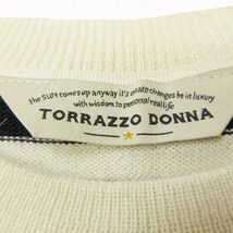 美品 トラッゾドンナ Torrazzo Donna ボーダー ニット 長袖 ドット シフォン 切替 クルーネック 丸首 ハイゲージ セーター プルオーバー_画像6