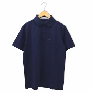 HEAL CREEK ヒールクリーク ロゴ刺繍 半袖 胸ポケット ハーフボタン ポロシャツ ゴルフウェア 50 NAVY ネイビー メンズ