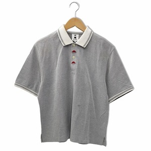 ピッコーネ PICONE ロゴ刺繍 半袖 ハーフボタン ワイドカラー ポロシャツ 40 NAVY ネイビー レディース