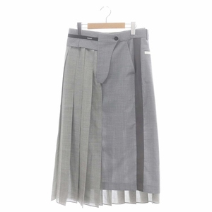 サカイ sacai Suiting Skirt プリーツ ラップスカート ひざ丈 3 グレー /MF ■OS レディース