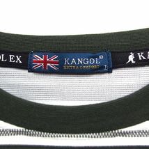 カンゴール KANGOL EX ボーダー ロングスリーブ Tシャツ カットソー 丸首 L グリーン 緑 /FT26 メンズ_画像3