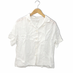 無印良品 良品計画 オープンカラー 半袖 ボタンアップ リネン シャツ M~L WHITE ホワイト レディース