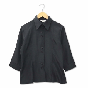 MARIONI 七分袖 ツヤあり シャツ ブラック 9R レディース
