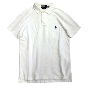 ポロ バイ ラルフローレン Polo by Ralph Lauren ポロシャツ カットソー ハーフボタン 鹿の子 ポニー 刺しゅう M 白 ホワイト メンズ