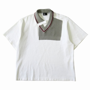 美品 22SS カラー kolor ハイゲージポンチ ニット ドッキング Tシャツ カットソー 半袖 ストレッチ 22SCM-T02205 サイズ2 白 ホワイト