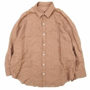 21ss プラージュ Plage Linen リネン100％ ボリューム シャツ ブラウス 長袖 トップス ブラウン 茶色 レディース