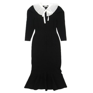 21aw Snidel SNIDEL pleat color knitted One-piece long height mermaid 7 minute sleeve ONE SIZE black black lady's /BLM5