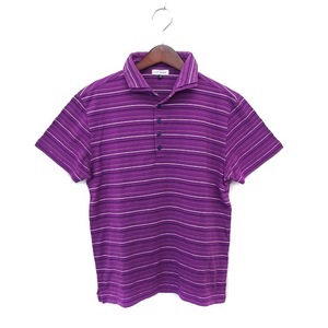 a-*ve*ve Homme Michel Klein a.v.v HOMME polo-shirt Skipper color cotton cotton border slit short sleeves 46 purple purple 