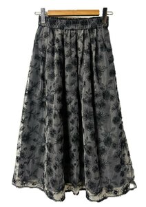 クチュールブローチ COUTURE BROOCH フラワーエンブロチュールスカート 刺繍 ロングスカート 38 グレー