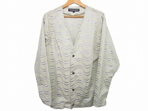 ローリングクレイドル ロリクレ Rolling Cradle 24ss WAVY CARDIGAN/GRAY 総柄 カーディガン 長袖 波柄 刺繍 黄緑 グレー系 Mサイズ 0516