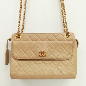 シャネル CHANEL 1番台 ヴィンテージ マトラッセ チェーン 2WAY ショルダー ハンド バッグ Wチェーン ベージュ系 レディース