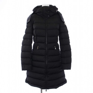 モンクレール MONCLER 19AW FLAMMETTE フラメッテ ロング ダウン コート ジップアップ フード アウター 0 S 黒 ブラック /KH ■GY18 レディ