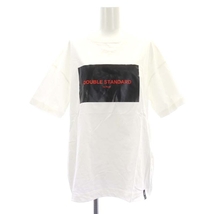 ダブルスタンダードクロージング ダブスタ DOUBLE STANDARD CLOTHING Tシャツ カットソー 半袖 ロゴ プリント コットン 36 白 黒 赤_画像1