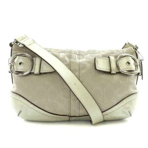  Coach COACH signature shoulder bag canvas leather belt gray silver color F17169 /NW42 lady's 