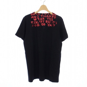 Maison Margiela 19AW AIDS Charity エイズドTシャツ カットソー Vネック 半袖 グリッター S 黒 ブラック S30GJ0007 /KH ■GY33