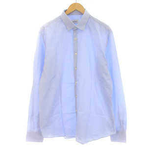 サルヴァトーレフェラガモ Salvatore Ferragamo カジュアルシャツ チェーン柄 長袖 XL 水色 ライトブルー /YI8 メンズ