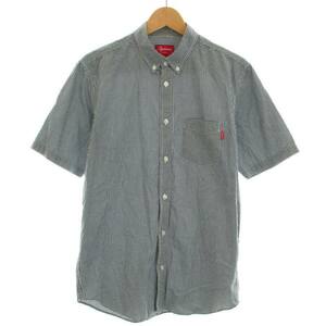 シュプリーム SUPREME Mini Gingham Shirt ミニギンガムチェックシャツ ボタンダウン カジュアル 半袖 M 紺 ネイビー /BB メンズ