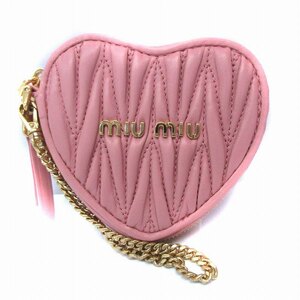 ミュウミュウ miumiu マテラッセ コインケース 小銭入れ ハートモチーフ レザー ピンク /YO17 ■OH レディース