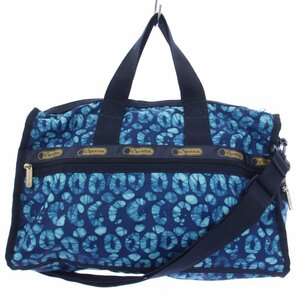 レスポートサック LesportSAC ボストンバッグ ショルダーバッグ 2WAY 総柄 ミニポーチ付き ナイロン 青 ブルー /BM レディース