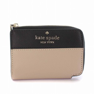 ケイトスペード KATE SPADE キーケース 6連 ジップファスナー バイカラー レザー ベージュ 黒 /YM レディース