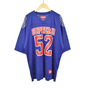 シュプリーム SUPREME 24SS Spiderweb Football Jersey スパイダーウェブ フットボール ジャージー Tシャツ 半袖 Vネック ロゴ M 青 ブルー