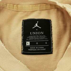 ナイキ NIKE × JORDAN ジョーダン × UNION ユニオン Tシャツ カットソー 半袖 クルーネック ダメージ加工 L ベージュ DM2839-268の画像3