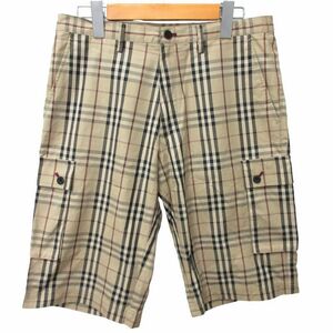 バーバリーブラックレーベル BURBERRY BLACK LABEL ハーフパンツ ショートパンツ ショーツ カーゴ ノバチェック ベージュ 黒 茶 約M ■GY14