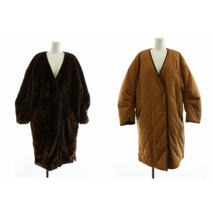 シティーショップ CITYSHOP 20AW BOA REVERSIBLE コート ノーカラー ボア リバーシブル 長袖 38 M 茶 ブラウン ■GY03 /MQ レディース