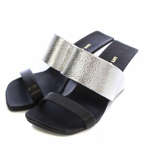 ユナイテッドヌード UNITED NUDE Loop Hi Sandal サンダル 変形ヒール メタリックレザー 37 23.5-24.0cm シルバーカラー 黒 ブラック