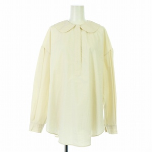 Bilitis dix-sept ans Shirt Blouse シャツ ブラウス 長袖 丸襟 タック ハーフボタン 36 S ベージュ 2911-856