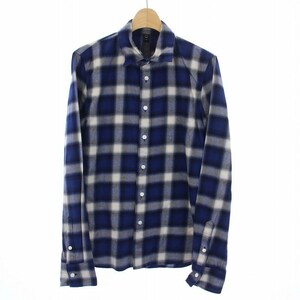 ダブルジェイケイ wjk ch71e ombre check wire shirts シャツ チェック 長袖 S 青 ブルー 白 ホワイト /FQ メンズ