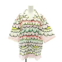 ツモリチサト TSUMORI CHISATO ニコアンド Niko and.. オープンカラー 総柄 半袖シャツ オーバーサイズ 4 白 マルチカラー ホワイト /HK ■_画像1