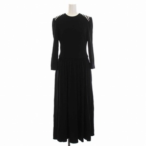 ボーダーズアットバルコニー DRAPED MAXI DRESS ドレス ワンピース ロング マキシ丈 ボーダー 長袖 36 S 黒 ブラック BD2111-2K-51