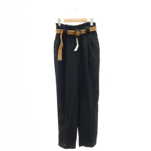 未使用品 ザラ ZARA belt pants テーパードパンツ イージー タック S 黒 ブラック /AT ■OS レディース