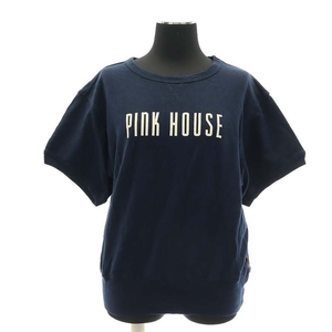 ピンクハウス PINK HOUSE ロゴ 半袖トレーナー カットソー 紺 ネイビー /AT ■OS レディース