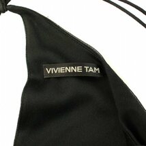 ヴィヴィアンタム VIVIENNE TAM キャミソールワンピース ひざ丈 シアー シースルー ベロア切替 チュール 花柄 1 S 黒 レディース_画像4