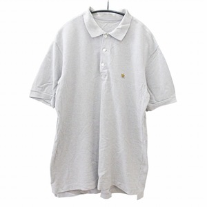 パパス Papas 美品 ポロシャツ カットソー 半袖 ロゴ 刺繍 グレー L 0502 メンズ