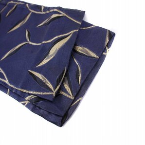 プラダ PRADA oriental leaf jacquard silk navy ヴィンテージ ジャガード シルクシャツ ブラウス 長袖 40 M 紺 ネイビー /KH レディースの画像7