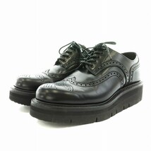 フットザコーチャー foot the coacher WING TIP HARDER ウイングチップ ハーダー GLOXI CUT SOLE レザーシューズ 厚底 7.5 25.5cm 黒_画像1