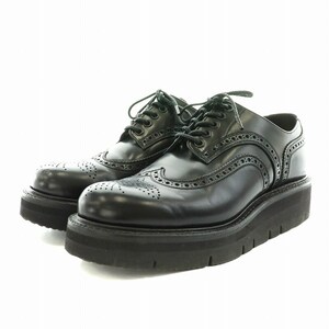 フットザコーチャー foot the coacher WING TIP HARDER ウイングチップ ハーダー GLOXI CUT SOLE レザーシューズ 厚底 7.5 25.5cm 黒