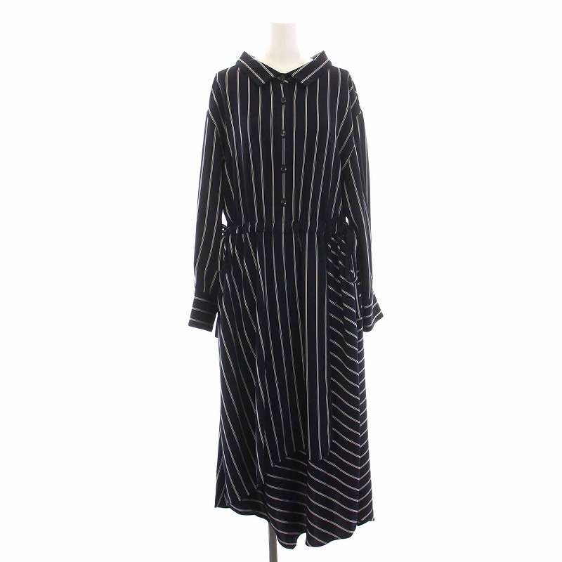 ADORE】2022年*バックサテンストライプロングブラウス黒38 ADORE】2022年*バックサテンストライプロングブラウス黒38