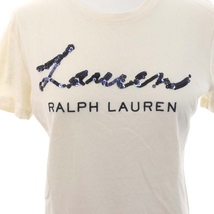 ローレンラルフローレン LAUREN RALPH LAUREN Tシャツ スパンコール ハーフスリーブ プルオーバー 長袖 XS アイボリー_画像4