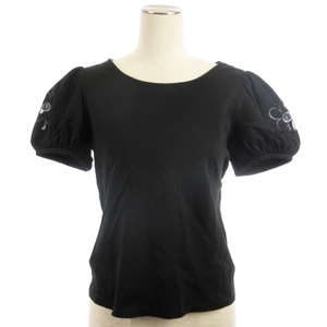 エムズグレイシー M'S GRACY Tシャツ カットソー 半袖 フラワーモチーフ ブラック 40 レディース