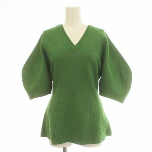  noble NOBLE 22SS ACE smooth ami waist Shape pull over sweater knitted V neck 7 minute sleeve green green 22080240525020